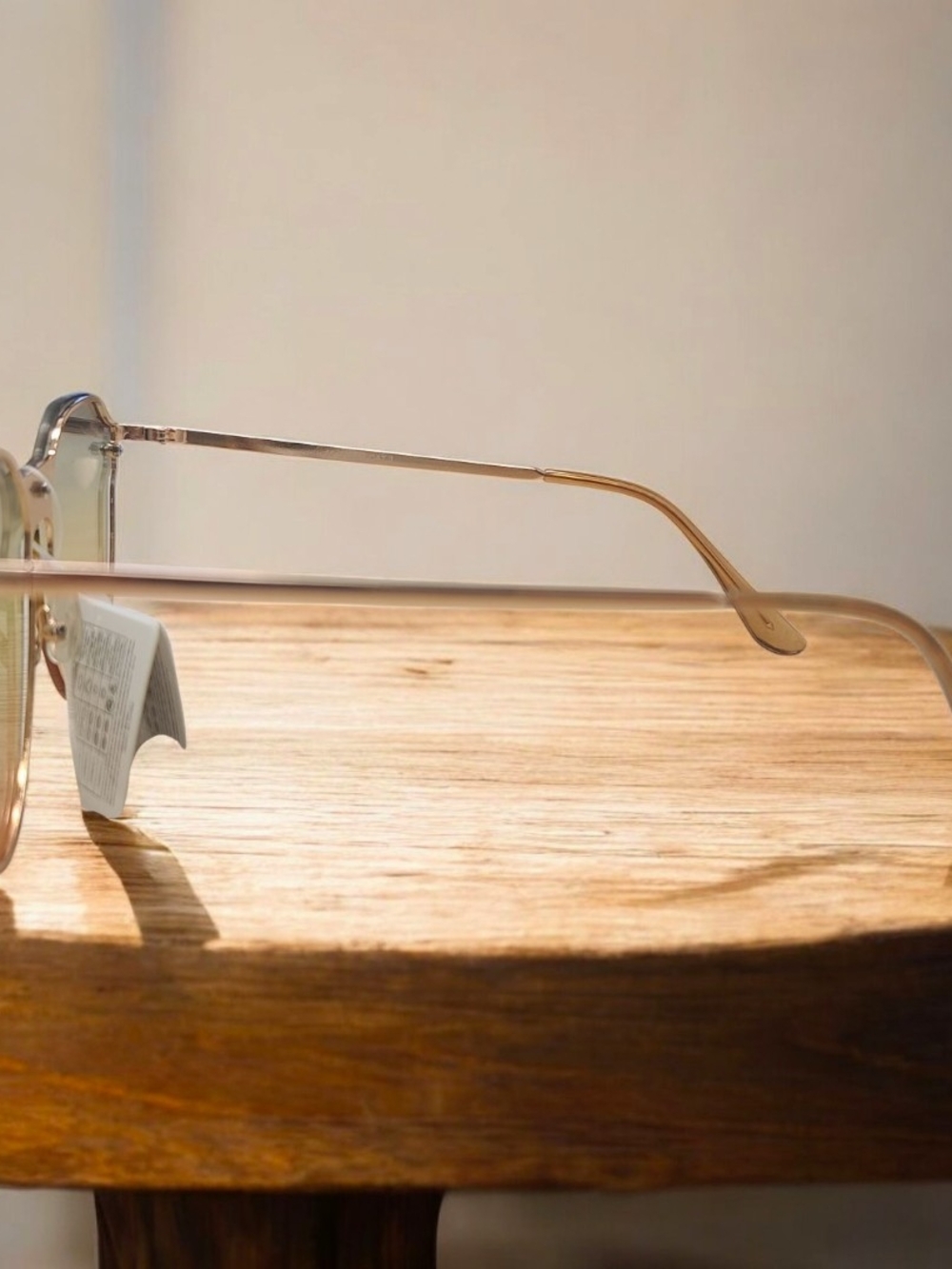 Gold Rim Aviator Sunglasses - Clear/Light Gold Lens - Picture 3 of 3